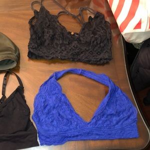 Lace Bralette Top - Black and Blue